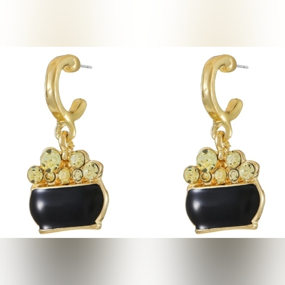 Pot of Gold Faux Diamond Dangle Earrings Hyper-Allergenic